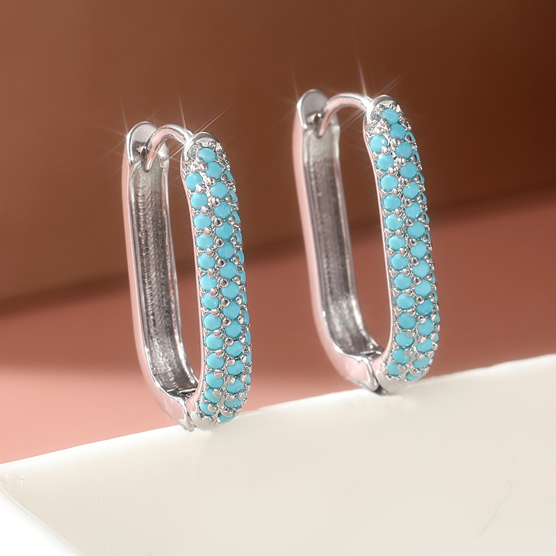 Turquoise Stone Ring - Exquisite Inlay-Ohrringe mit Türkisimitat, modische U-förmige