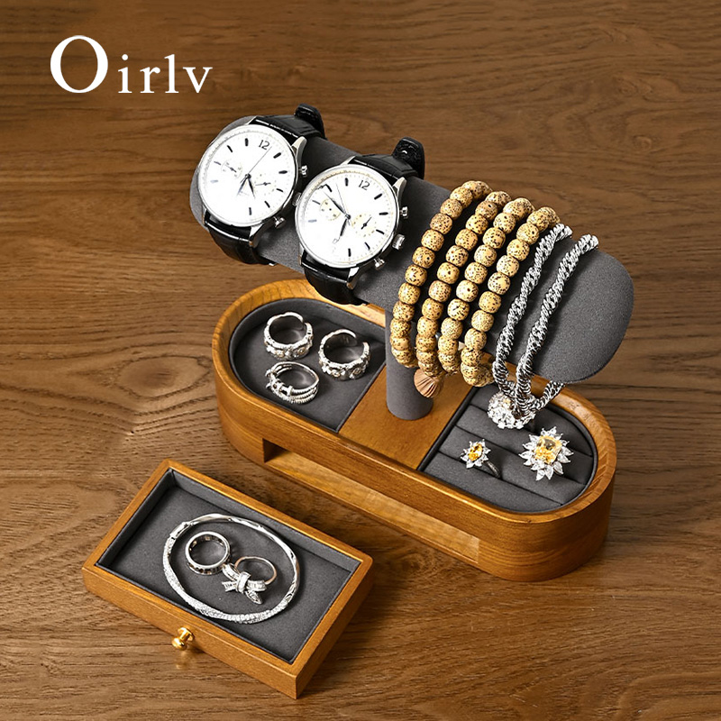 Jewelry Watches Box - Oirlv Massivholz Uhren-Organizer, Regal, T-Bar, Uhrenhalter,