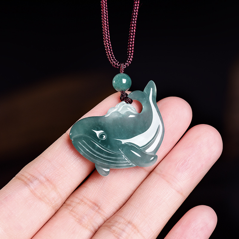Jewelry & Watches Sp Z Oo Ul Frezerów 3 - Natürliche burmesische Jadeit-Wal-Anhänger-Halskette, Accessoires, echter Jade-Charm,