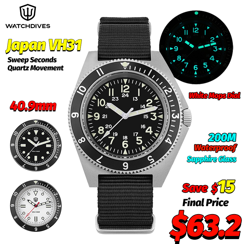 Jewelry For Watches - Watchdives WD1972 Quarzuhr, Saphir, leuchtende Herrenuhren,