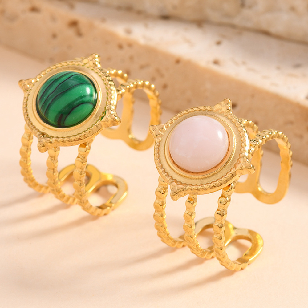Turquoise Stone Ring - 2025 NEUES Set Luxus Naturstein Edelstahl