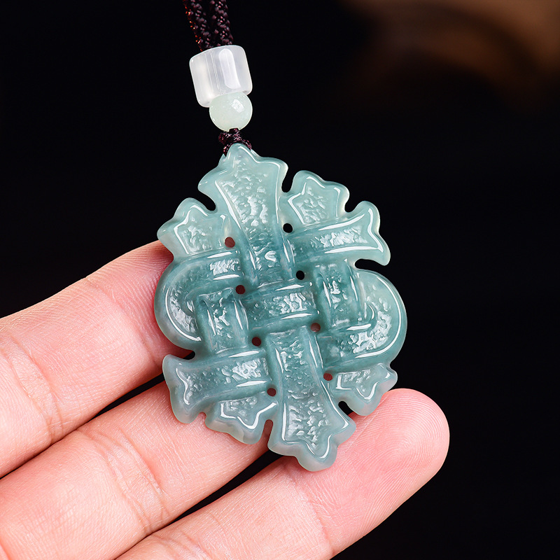 Jewelry & Watches Sp Z Oo Ul Frezerów 3 - Natürlicher Burmesischer Jadeit Chinesischer Knoten Anhänger