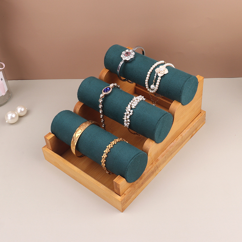 Jewelry Store For Watches - 3-lagiger Armband-Ausstellungsständer, Schmuck-Organizer mit Bambusbasis, Schmuck-Präsentationsständer