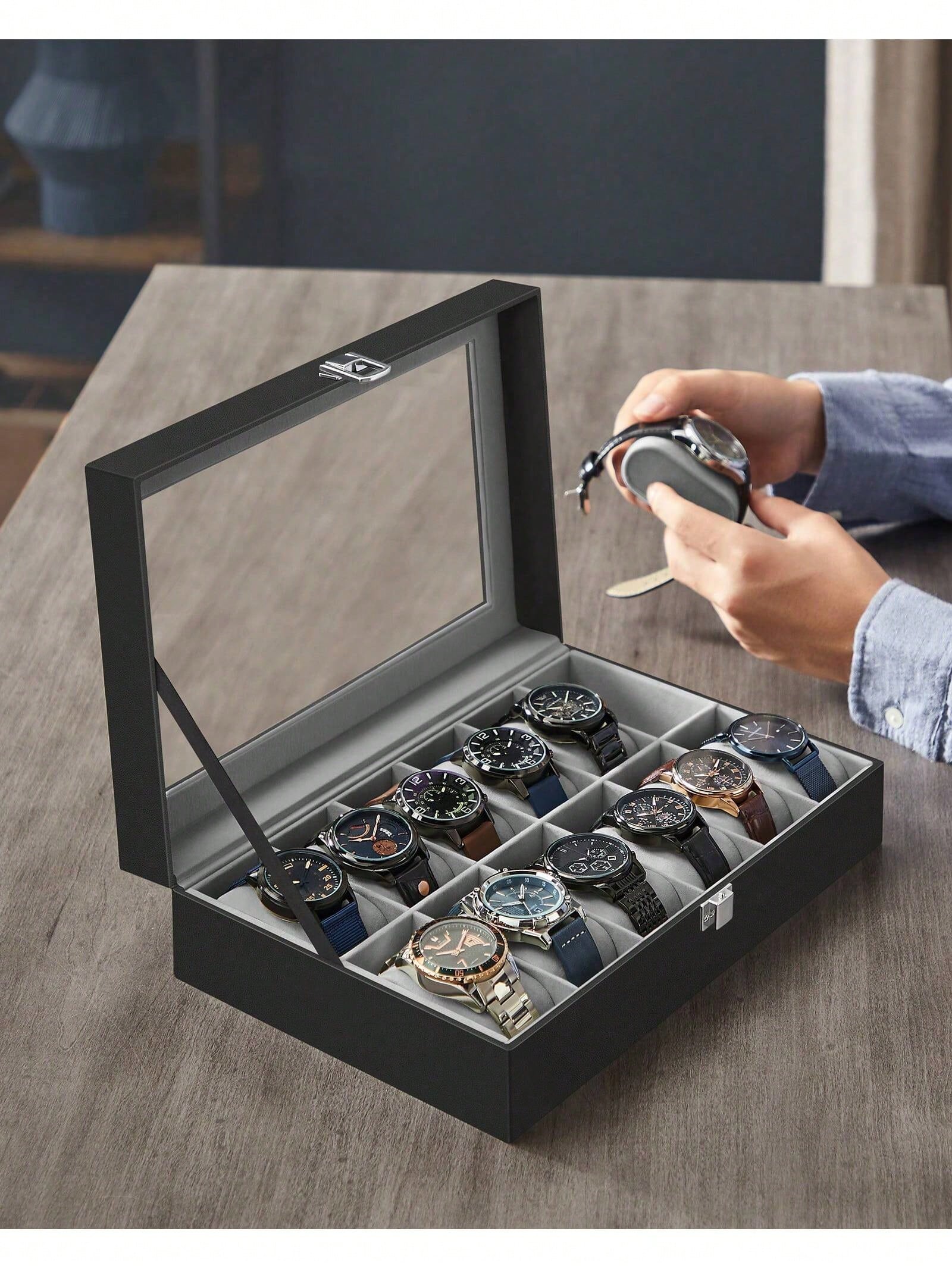 Abschließbare Uhrenbox mit 12  – Jewelry Watches Box Bewertung und Preis