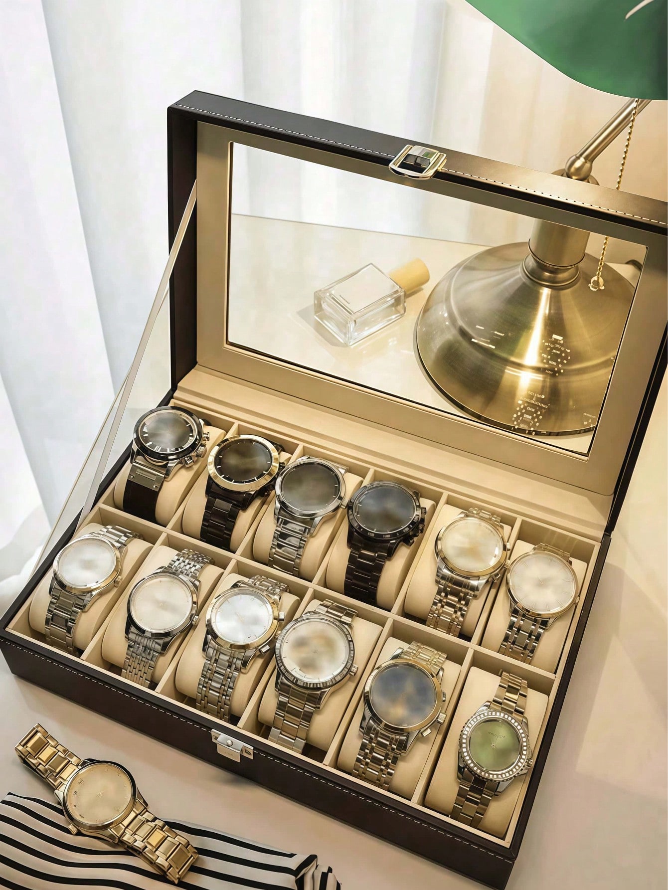 Leder-Uhrenbox mit Schloss, Gr – Jewelry Watches Box Bewertung und Preis